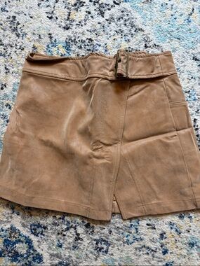 Free People Tan Suede Belted Mini Skort 
NWOT